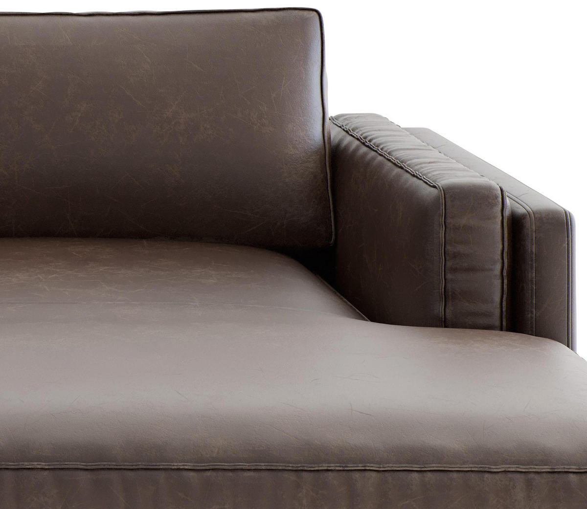 ECKSOFA in Lederlook, Flachgewebe Kastanienfarben  265/160 cm  - Kastanienfarben/Schwarz, Design, Textil/Metall (265/160cm) - Livetastic