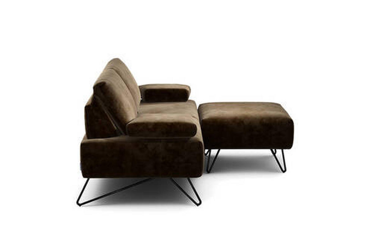 2-SITZER-SOFA in Samt Dunkelbraun  - Dunkelbraun/Schwarz, Design, Textil/Metall (164-194/85/86-94cm) - SENSOO