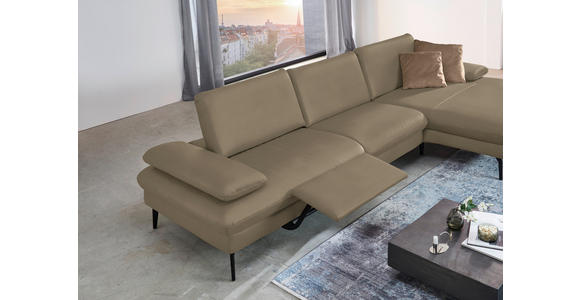 ECKSOFA in Echtleder Hellbraun  - Hellbraun/Schwarz, Design, Leder/Metall (325/157cm) - Dieter Knoll