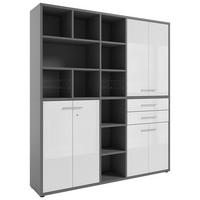 AKTENSCHRANK Grau, Weiß  - Weiß/Grau, MODERN, Glas/Holzwerkstoff (191/215,4/40cm)