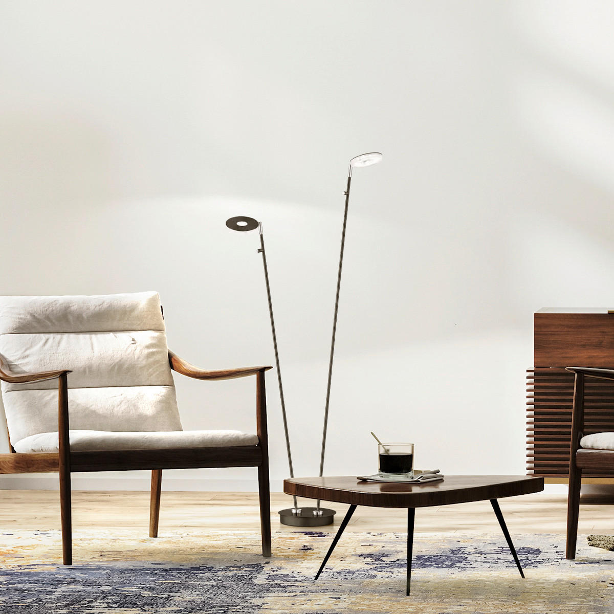 STOJACÍ LED SVÍTIDLO, 22/135 cm  - černá, Design, kov/sklo (22/135cm) - Fischer & Honsel