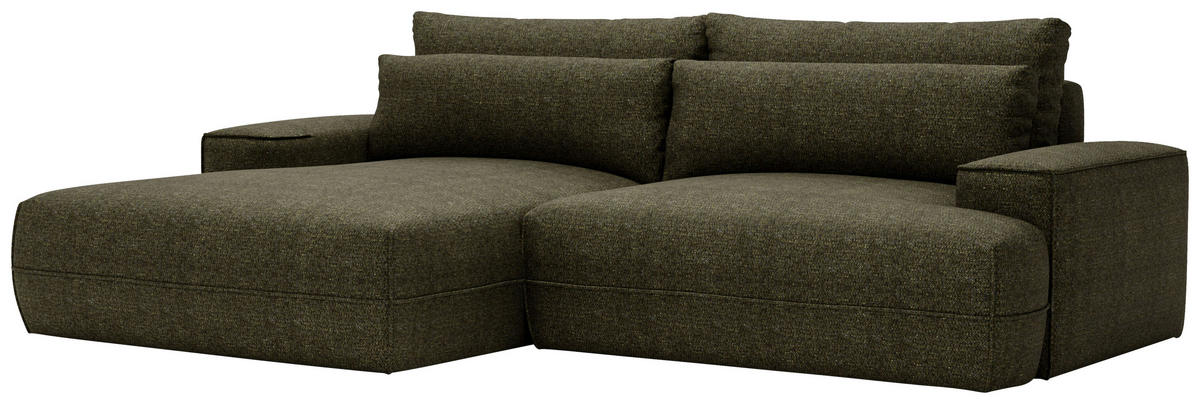 ECKSOFA in Struktur Grün  - Schwarz/Grün, Design, Kunststoff/Textil (156/272cm) - Livetastic