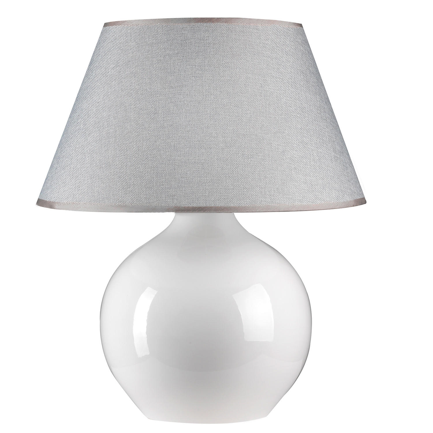 STOLNÁ LAMPA, E27, 40/52 cm  - biela, Konventionell, textil/keramika (40/52cm)