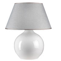 STOLNÁ LAMPA, E27, 40/52 cm  - biela, Konventionell, textil/keramika (40/52cm)