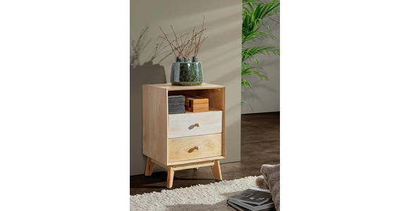 NACHTSCHRANK 45/65/40 cm Mangoholz massiv  - Naturfarben/Weiß, Design, Holz (45/65/40cm) - Landscape