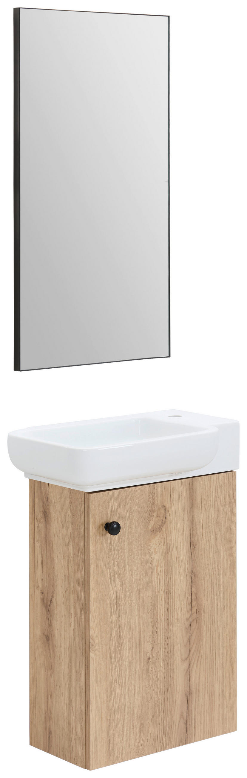 GÄSTEBAD 55 cm  - Eichefarben/Weiß Hochglanz, MODERN, Keramik/Holzwerkstoff (55cm) - MID.YOU