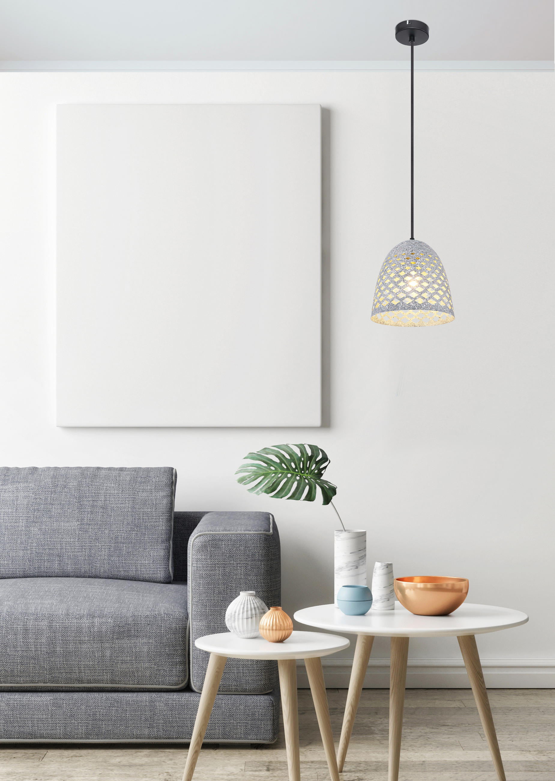 HÄNGELEUCHTE 20/120 cm    - Schwarz/Grau, Basics, Textil/Metall (20/120cm) - Globo