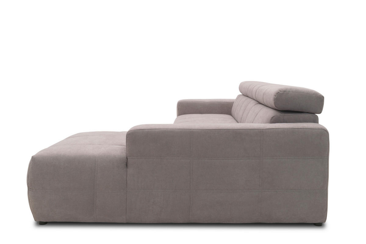 ECKSOFA in Mikrofaser Silberfarben  285/175 cm  - Silberfarben/Schwarz, Design, Kunststoff/Textil (285/175cm) - MID.YOU