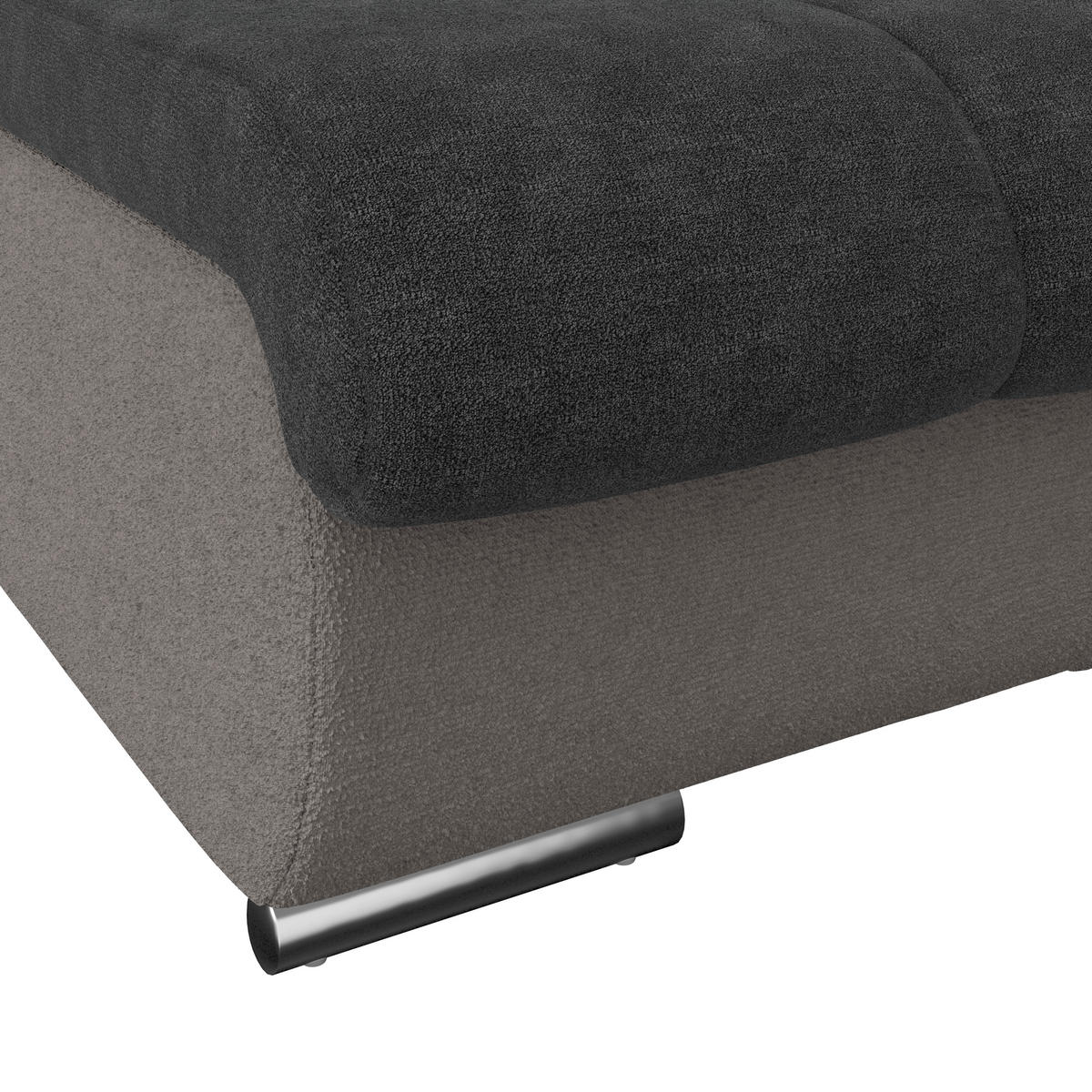 HOCKER in Textil Anthrazit, Grau  - Chromfarben/Anthrazit, Modern, Textil/Metall (100/43/80cm) - MID.YOU