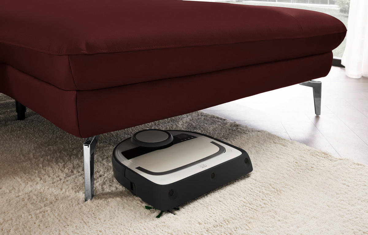 ECKSOFA in Echtleder Beere  - Beere/Schwarz, Design, Leder/Metall (325/157cm) - Dieter Knoll