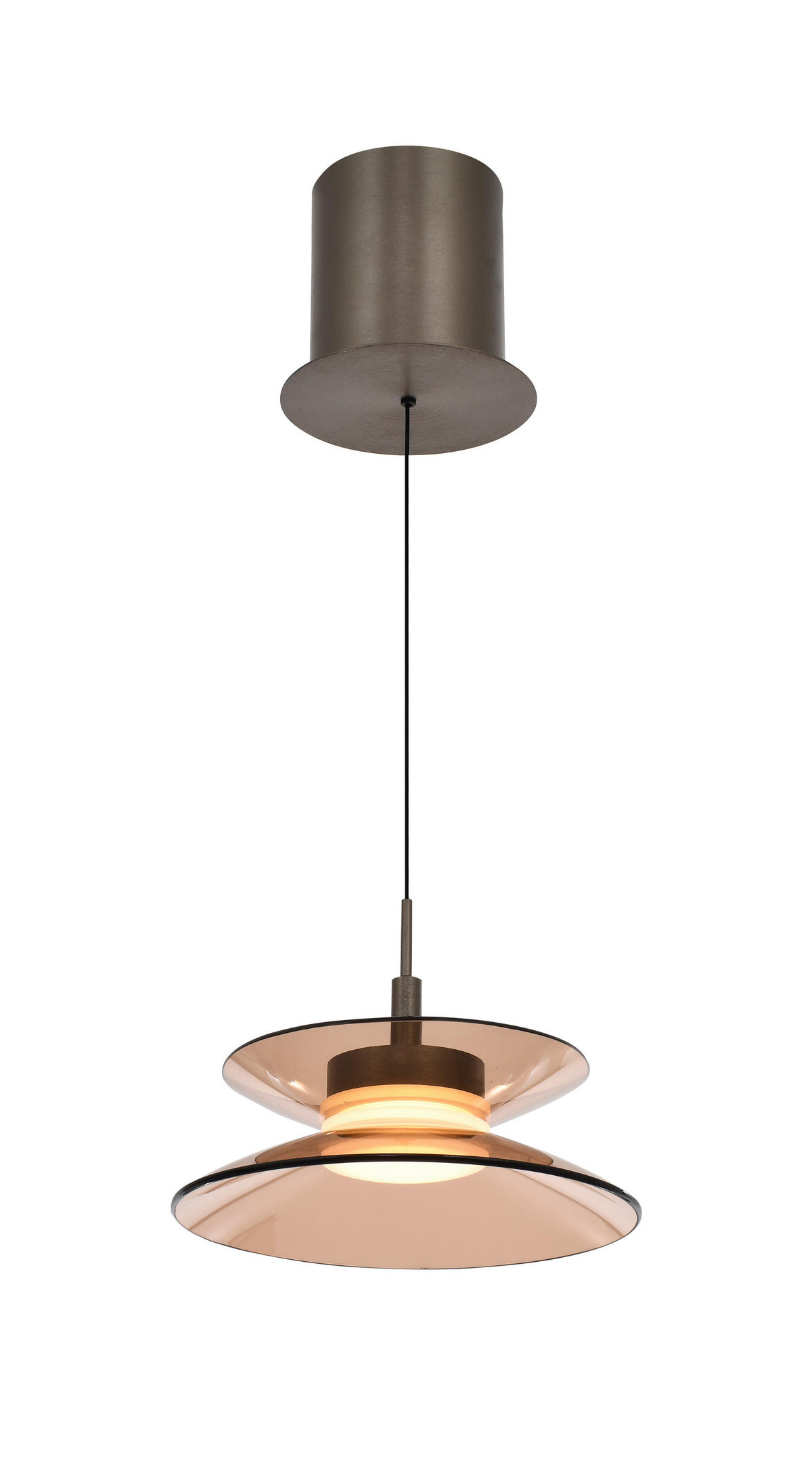 LED-HÄNGELEUCHTE Crema 22/150/22 cm  - Bronzefarben, Design, Glas/Metall (22/150/22cm)