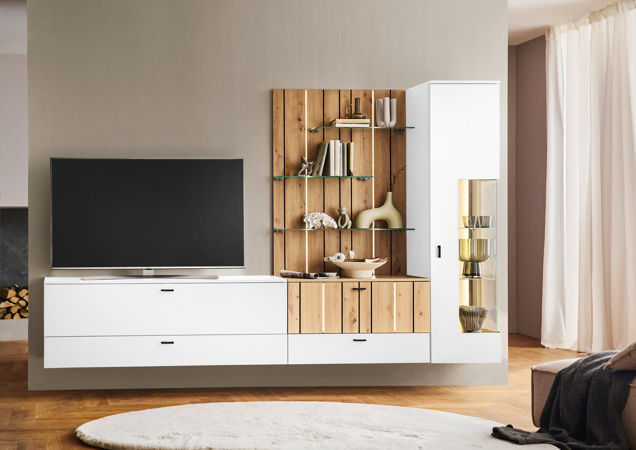 LOWBOARD 90,1/53,1/42 cm  - Weiss/Schwarz, Design, Holzwerkstoff/Metall (90,1/53,1/42cm) - Stylife