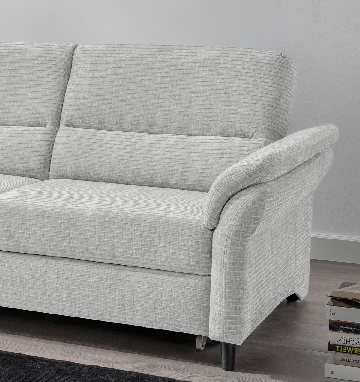 ECKSOFA in Mikrofaser Weiss  - Weiss/Schwarz, Modern, Holz/Textil (176/279cm) - Livetastic