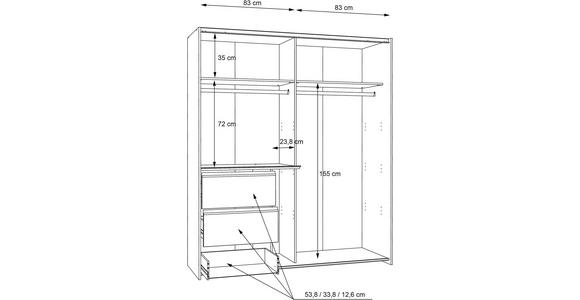 SCHWEBETÜRENSCHRANK  in Dunkelgrau, Eiche Artisan  - Dunkelgrau/Schwarz, KONVENTIONELL, Holzwerkstoff/Kunststoff (170/200/61cm) - Carryhome