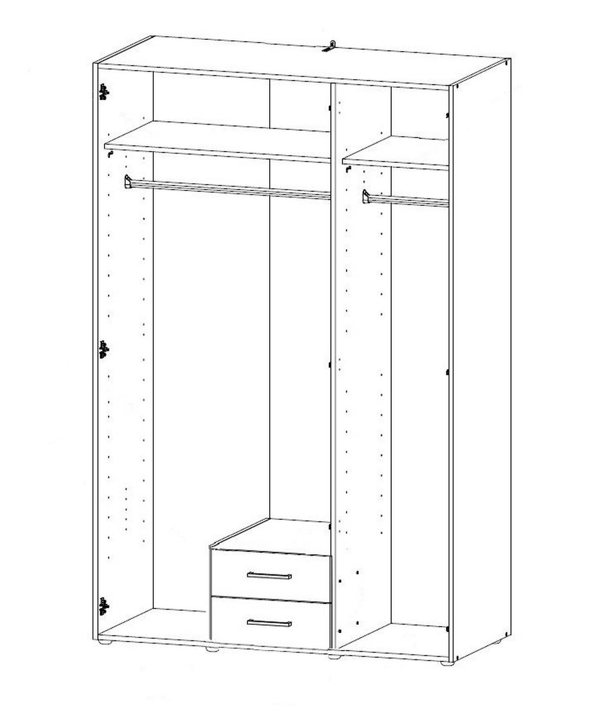 MEHRZWECKSCHRANK  in Weiß  - Chromfarben/Weiß, KONVENTIONELL, Holzwerkstoff/Kunststoff (120/185/54cm) - Xora
