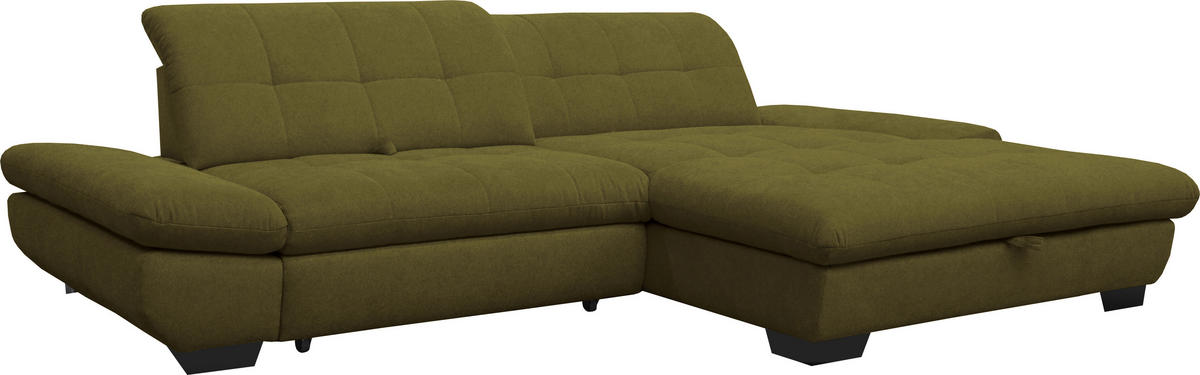 ECKSOFA in Mikrofaser Grün  - Schwarz/Grün, Design, Textil/Metall (290/198cm) - Xora