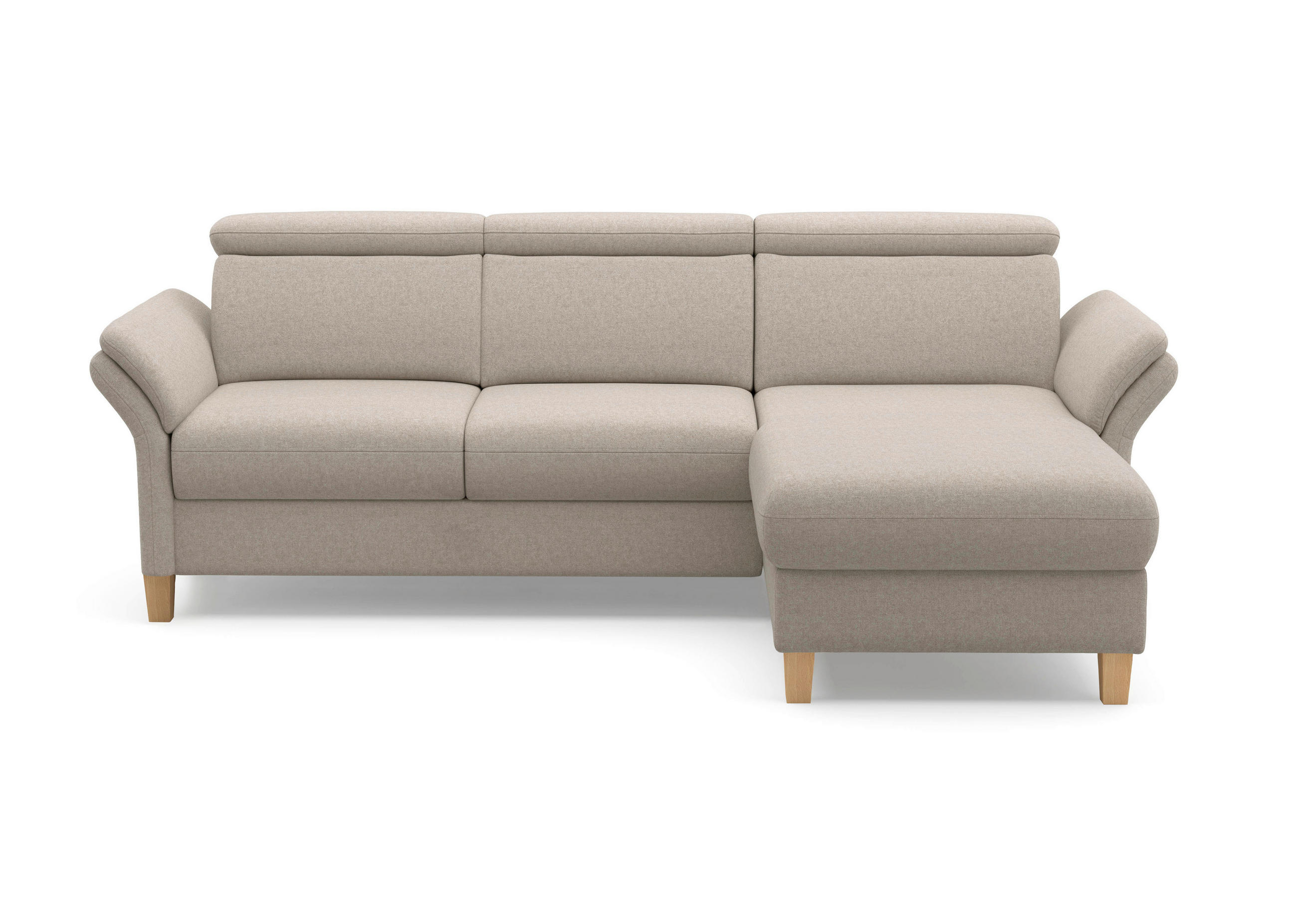 ECKSOFA GLENDALE E Taupe Flachgewebe  - Taupe/Eichefarben, KONVENTIONELL, Holz/Textil (253/166cm) - Sit & More