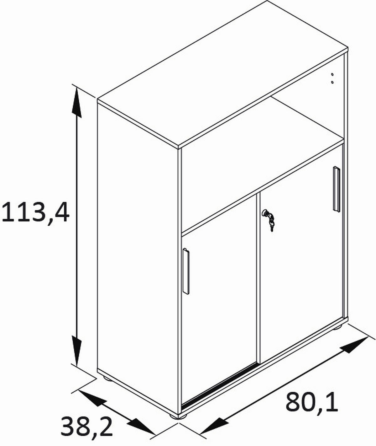 AKTENSCHRANK Weiß, Beige  - Beige/Weiß, MODERN, Holzwerkstoff (80,1/113,4/38,2cm) - MID.YOU