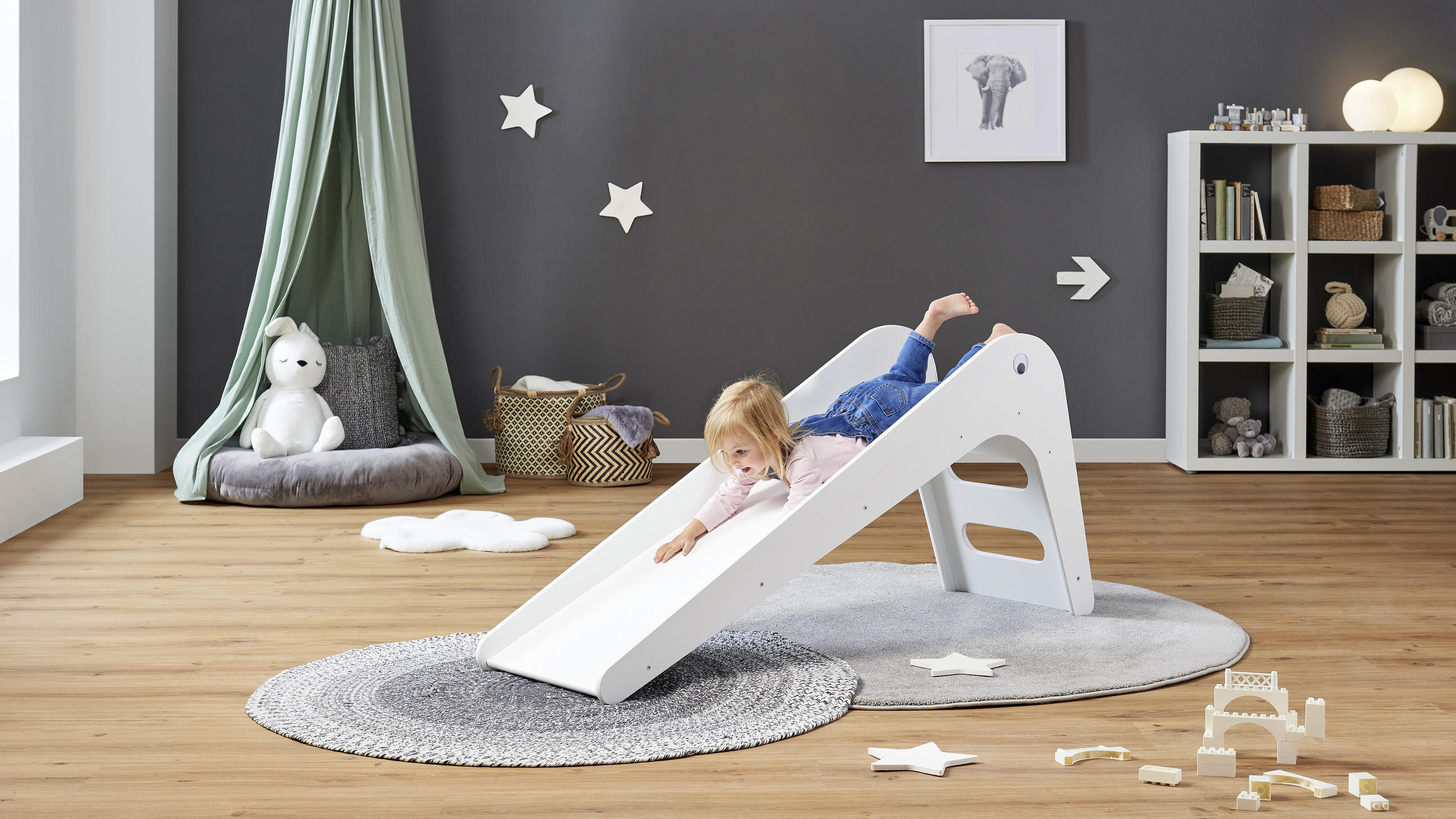 DEČJI TOBOGAN - bela, Osnovno, pločasti materijal (145/68/43cm) - My Baby Lou