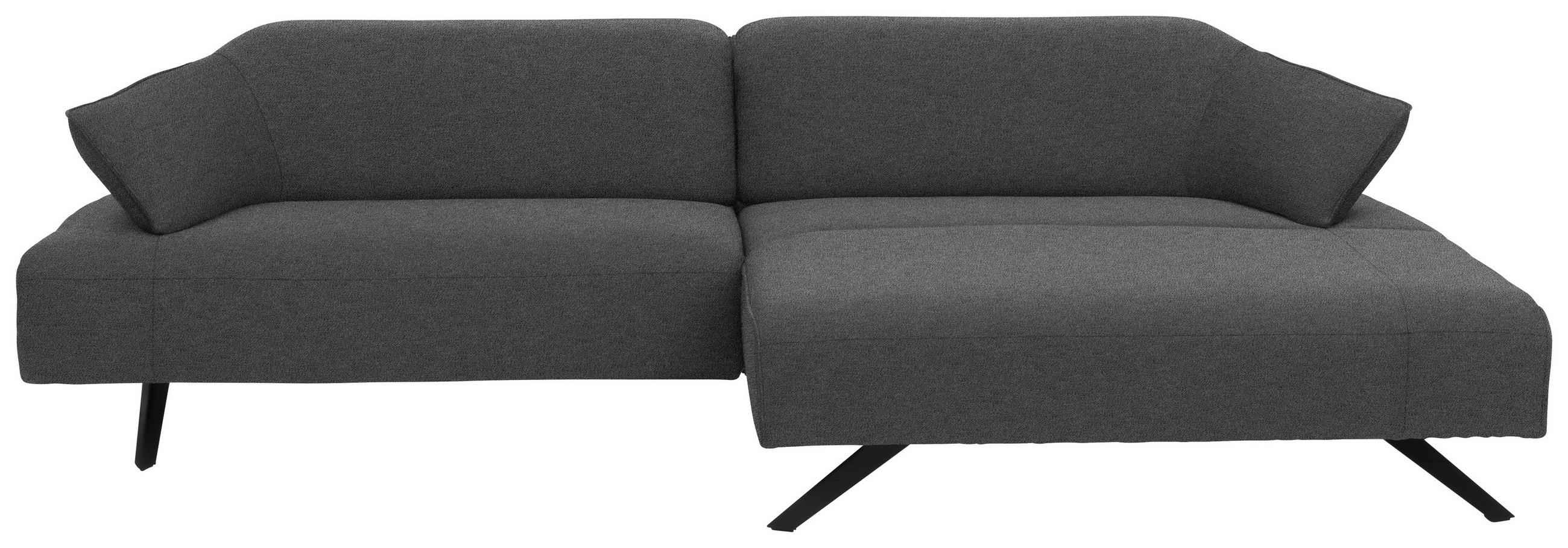 ECKSOFA in Struktur Hellgrau  - Anthrazit/Hellgrau, Design, Textil/Metall (276/165cm) - Himolla