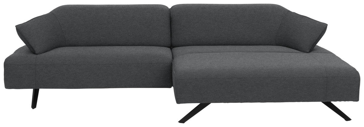 ECKSOFA in Struktur Hellgrau  - Anthrazit/Hellgrau, Design, Textil/Metall (276/165cm) - Himolla