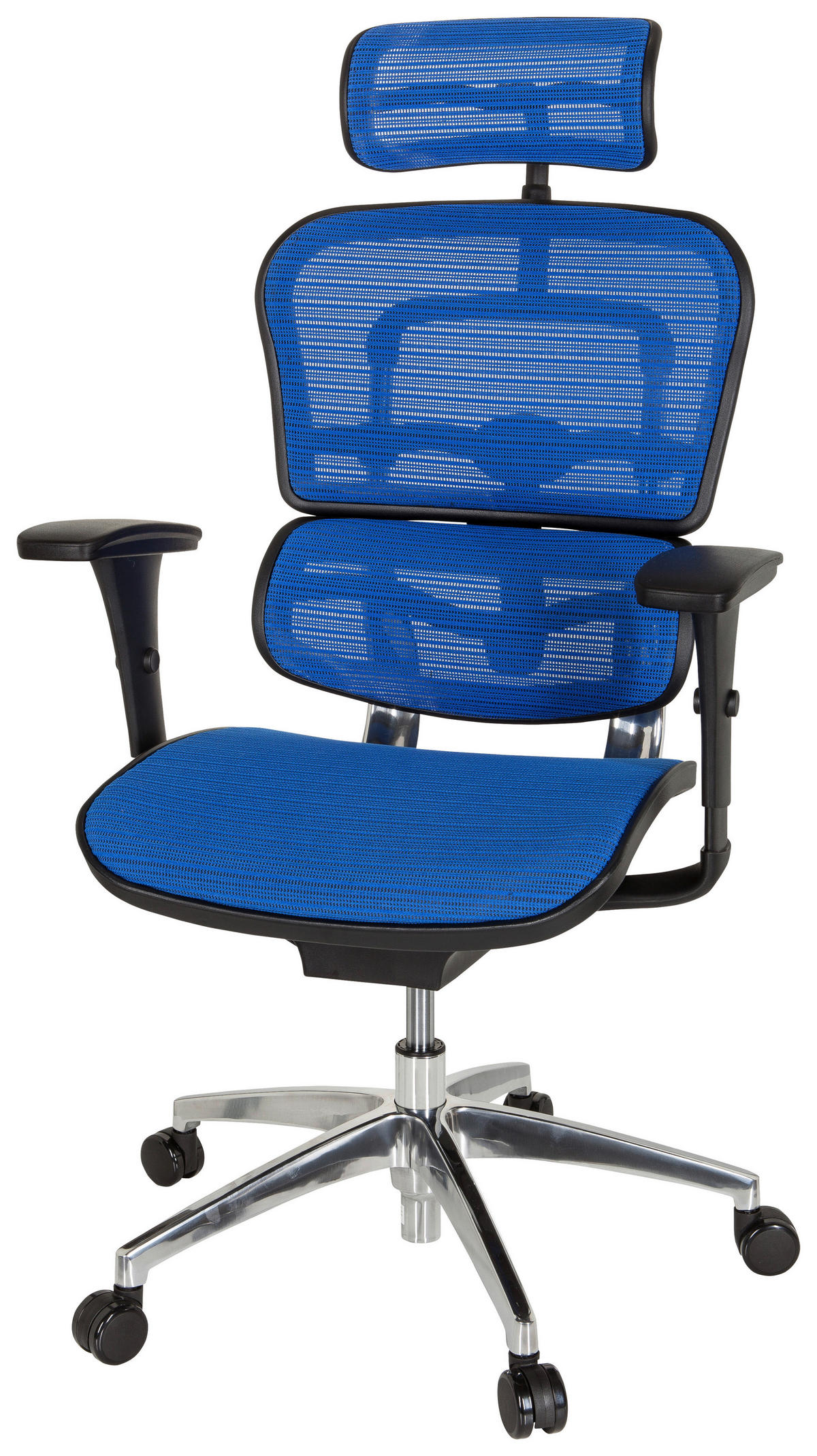 DREHSTUHL Netzbespannung, Flachgewebe Blau, Schwarz  - Chromfarben/Blau, MODERN, Kunststoff/Textil (67/141/63cm) - MID.YOU
