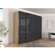 SCHWEBETÜRENSCHRANK 271/235/68 cm 4-türig Schwarz, Eiche Artisan  - Chromfarben/Schwarz, Design, Glas/Holzwerkstoff (271/235/68cm) - Novel