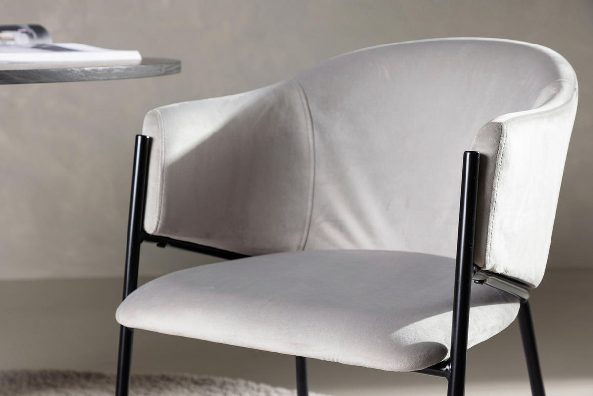 STOLSET 2 styck stål sammet  - ljusgrå/svart, Design, metall/textil (54/80/62cm) - Livetastic