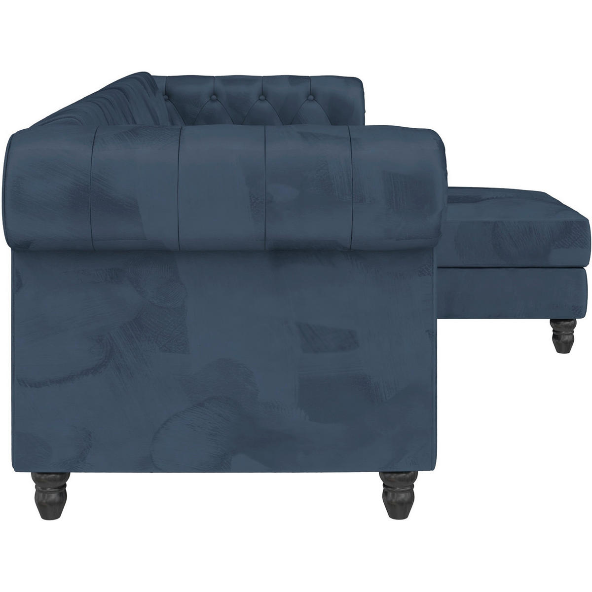 ECKSOFA FIRENZE in Velours Blau  - Blau/Schwarz, Basics, Holz/Textil (241/154cm) - Livetastic