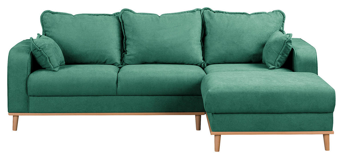 ECKSOFA in Mikrofaser Mintgrün  - Wengefarben/Mintgrün, Design, Holz/Textil (230/150cm) - Livetastic