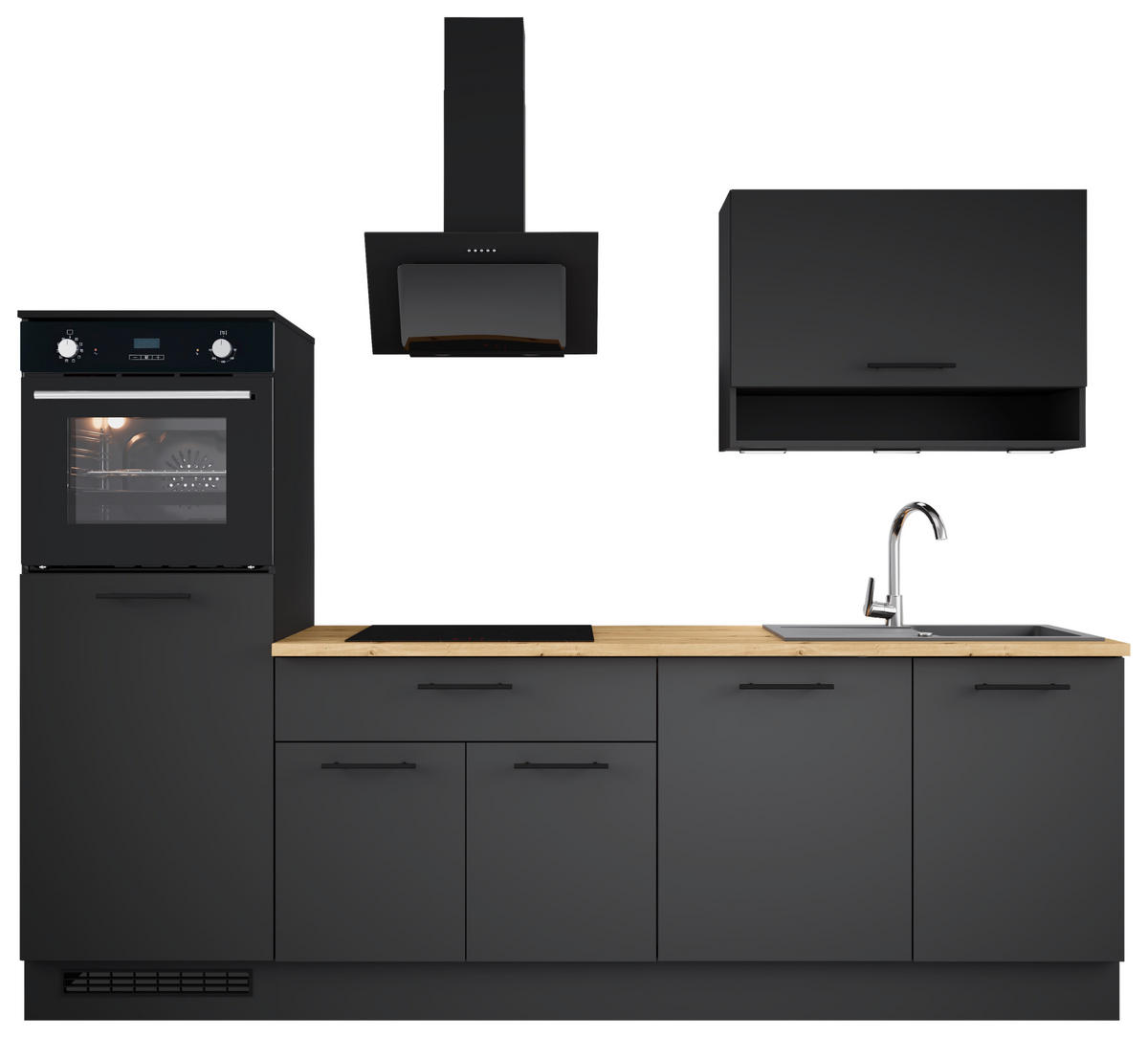 KÜCHENLEERBLOCK 260 cm   in Schwarz, Eiche Artisan  - Schwarz/Eiche Artisan, Design, Holzwerkstoff/Metall (260cm) - MID.YOU