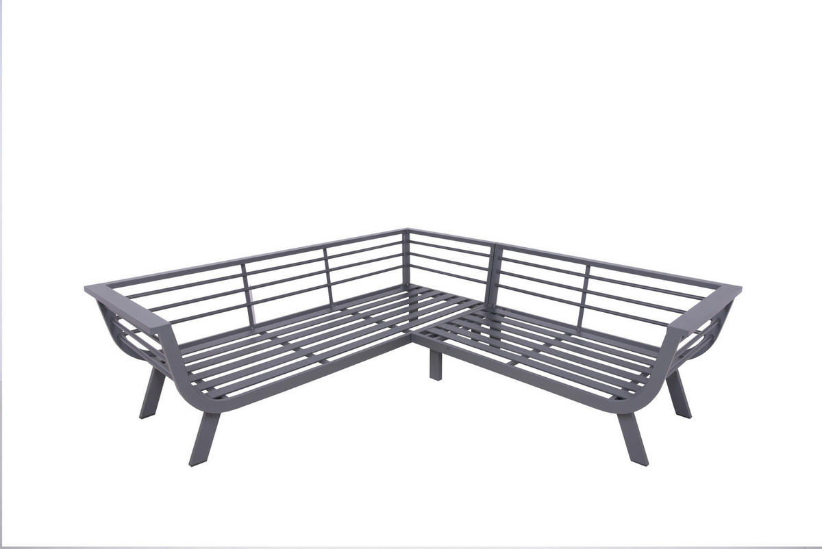 LOUNGEGARNITUR 3-teilig   Aluminium  - Dunkelgrau/Grau, Basics, Kunststoff/Textil - Gardenson