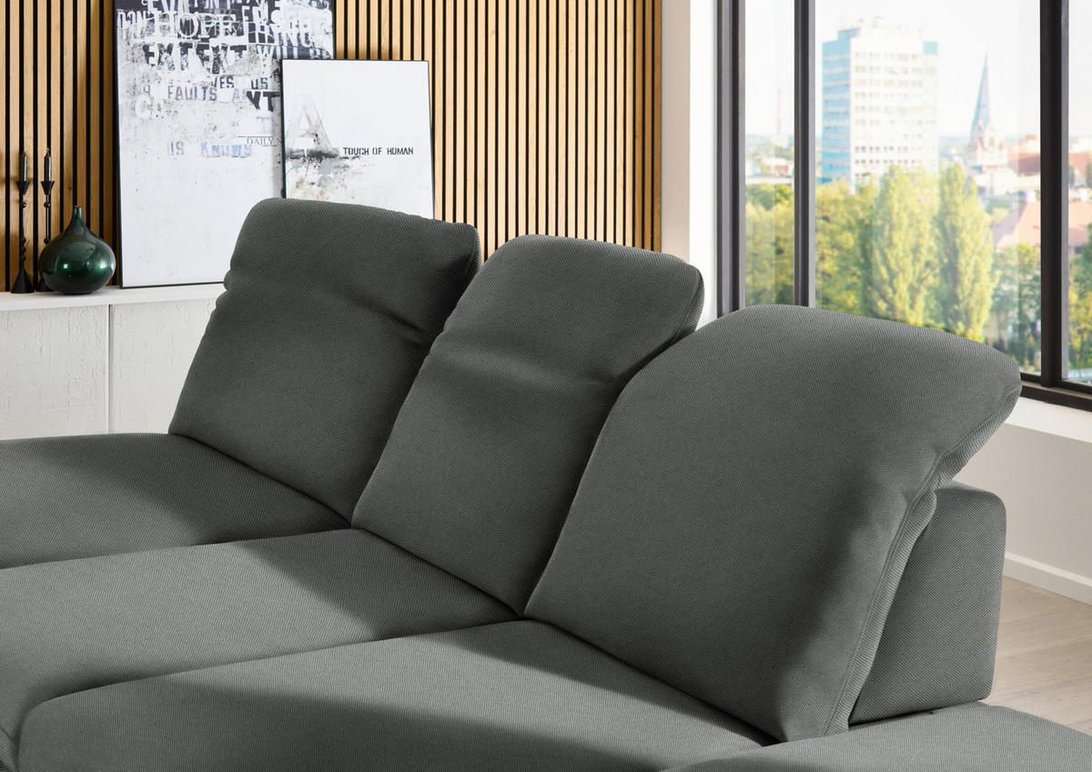 ECKSOFA  in Chenille Grau  198/288 cm  - Schwarz/Grau, Design, Textil/Metall (198/288cm) - Beldomo Style