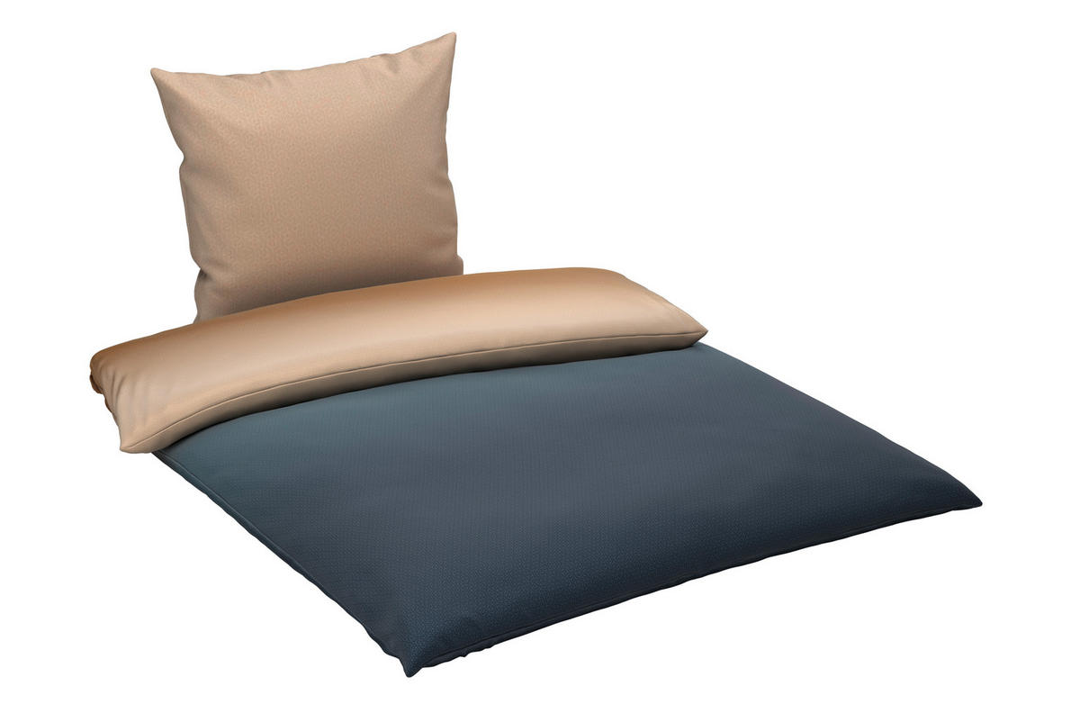 BETTWÄSCHE Satin 135/200 cm  - Blau/Beige, Design, Textil (135/200cm) - Novel