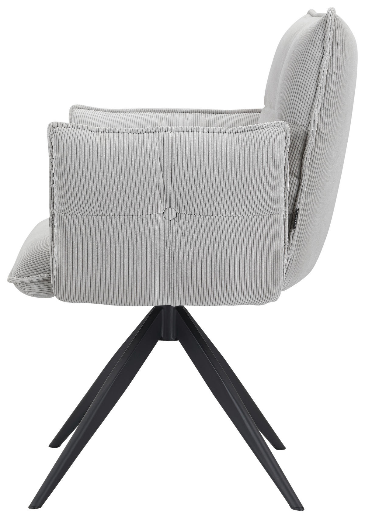 ARMLEHNSTUHL  in Eisen Cord  - Hellgrau/Schwarz, Design, Textil/Metall (63,5/85/63,5cm) - Novel