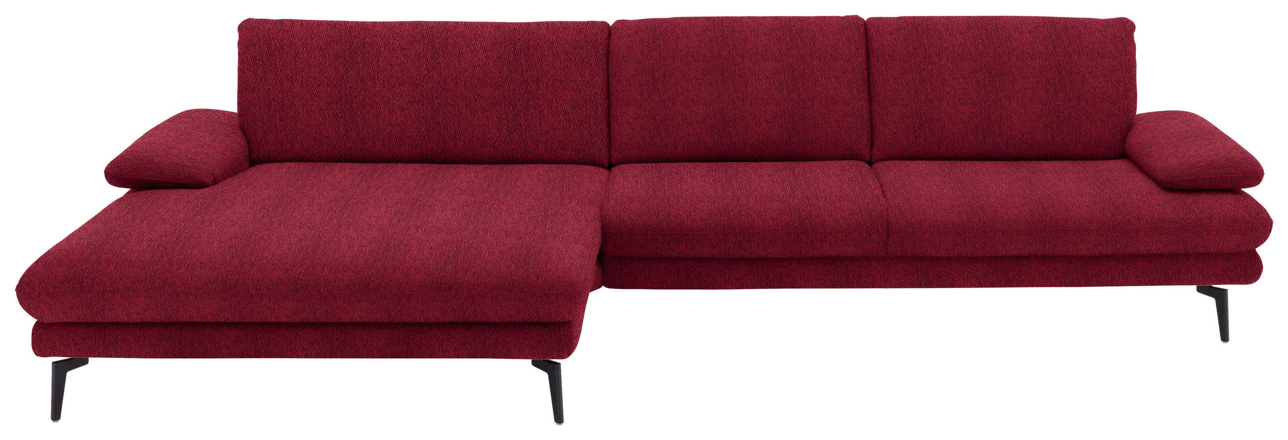 ECKSOFA in Chenille Rot  - Rot/Schwarz, Design, Textil/Metall (180/310cm) - Dieter Knoll