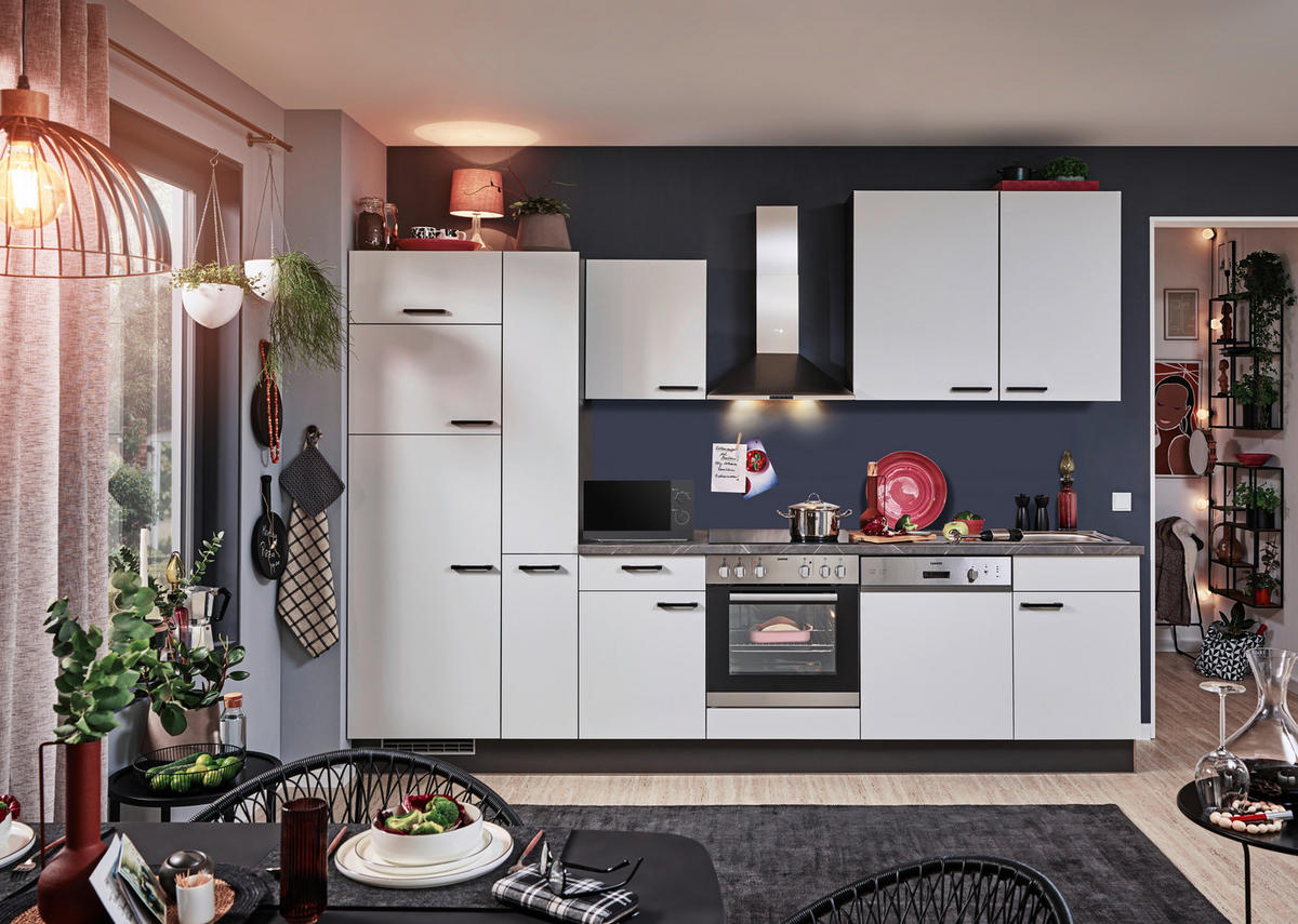 KÜCHENBLOCK   in Graphitfarben, Hellgrau  - Hellgrau/Schwarz, KONVENTIONELL, Holzwerkstoff/Metall - Xora