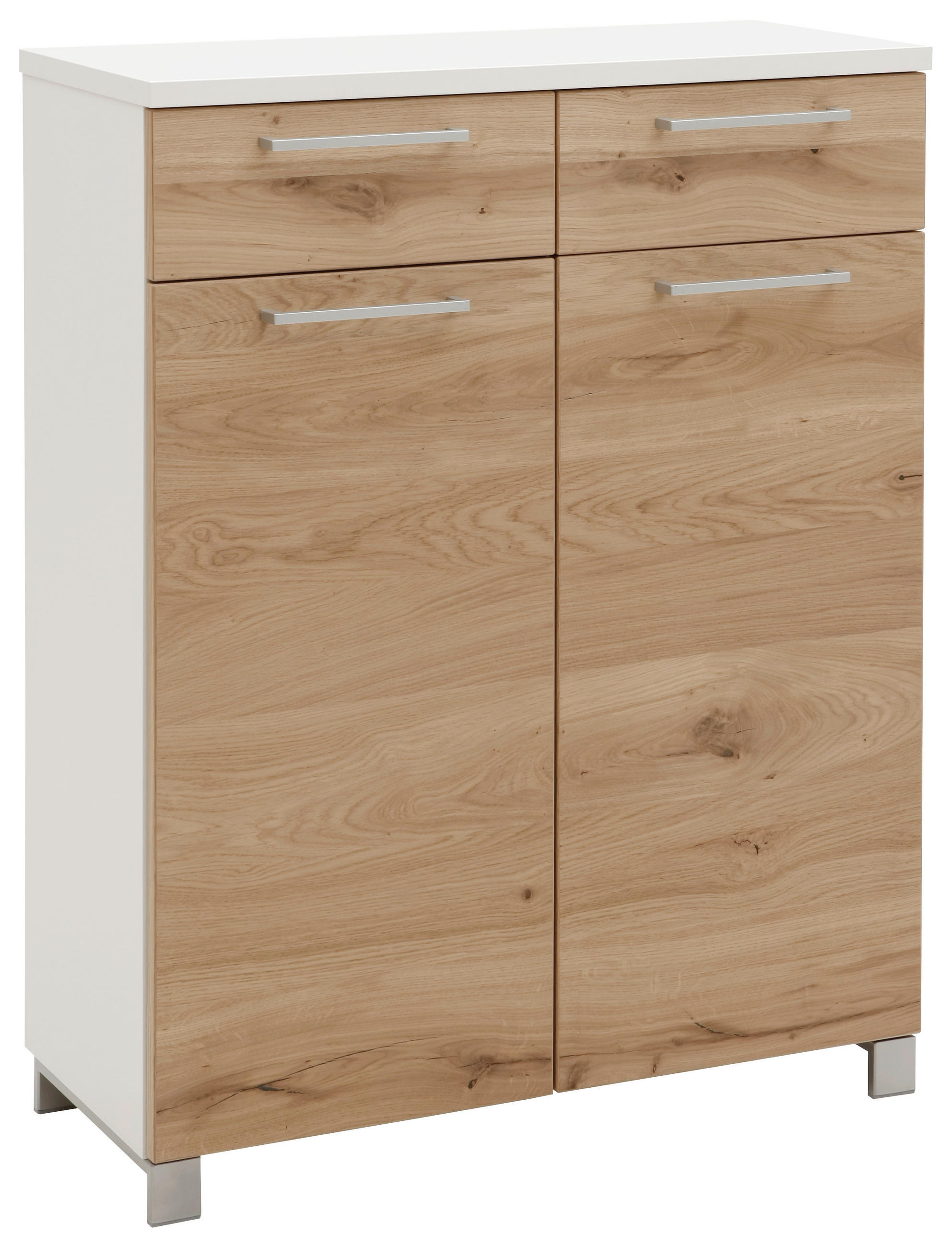 SCHUHSCHRANK Balkeneiche furniert Weiß, Eichefarben - Chromfarben/Eichefarben, Design, Holz/Holzwerkstoff (84/108/37cm) - Dieter Knoll