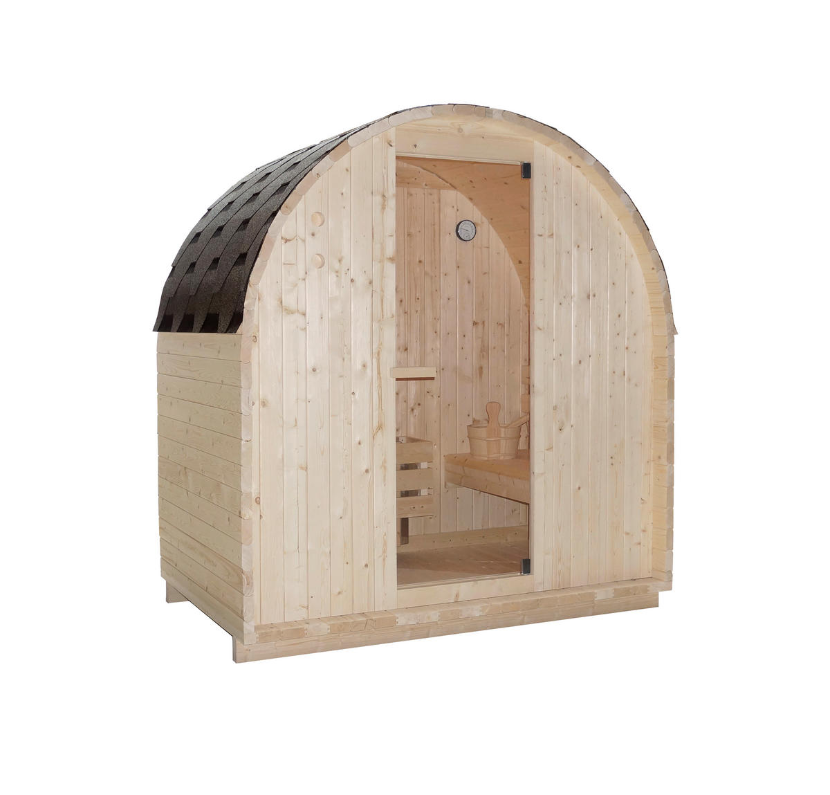 SAUNA für 2 Personen Island  - Naturfarben, KONVENTIONELL, Glas/Holz (189/200/120cm)