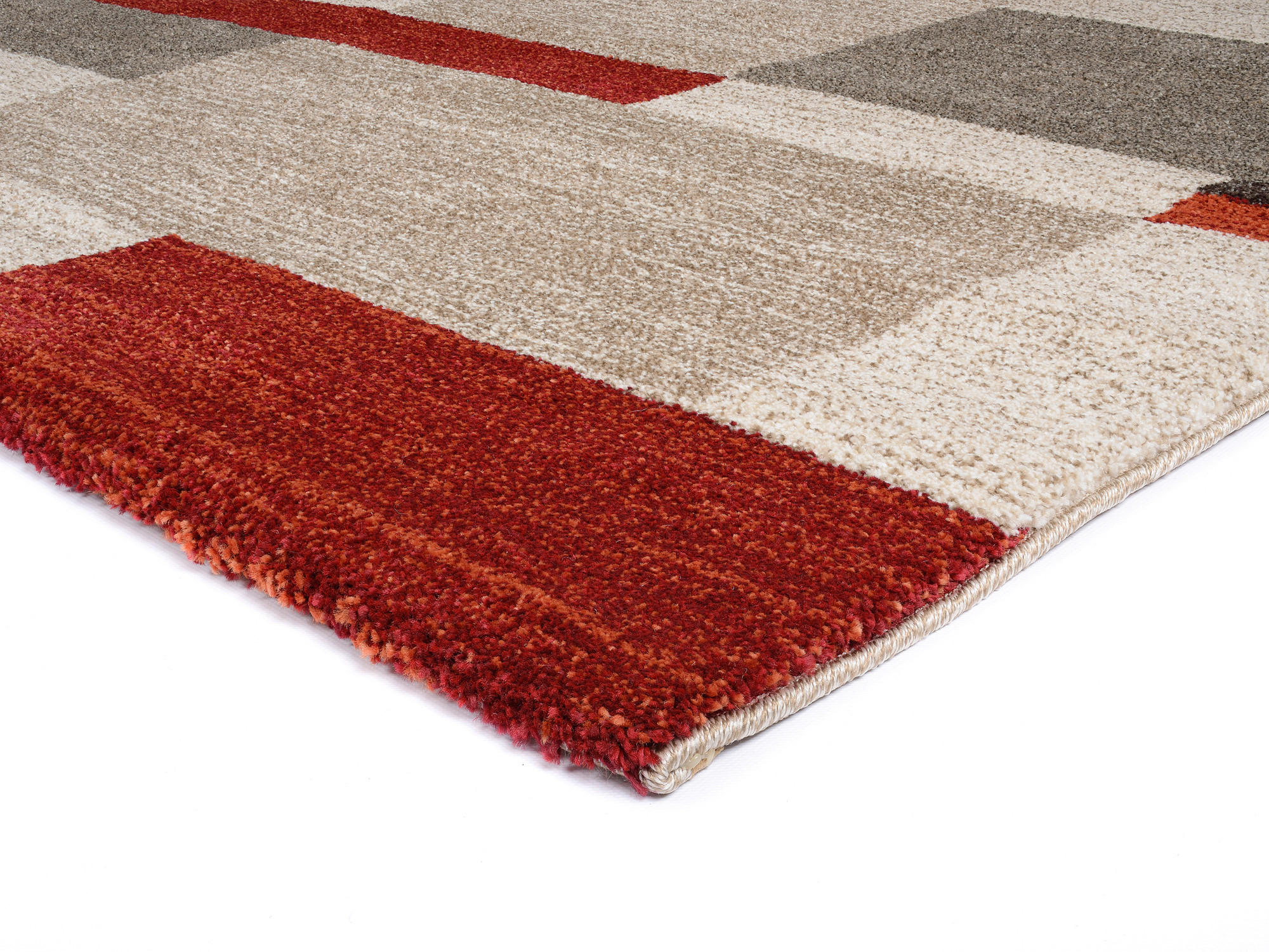 WEBTEPPICH 200/250 cm Palazzo Bloc Braun, Rot, Beige  - Beige/Rot, KONVENTIONELL, Textil (200/250cm) - Novel