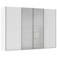 SCHWEBETÜRENSCHRANK 316/235/68 cm 4-türig Grau, Weiß  - Chromfarben/Weiß, KONVENTIONELL, Glas/Holzwerkstoff (316/235/68cm) - Novel