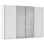 SCHWEBETÜRENSCHRANK 316/235/68 cm 4-türig Grau, Weiß  - Chromfarben/Weiß, KONVENTIONELL, Glas/Holzwerkstoff (316/235/68cm) - Novel