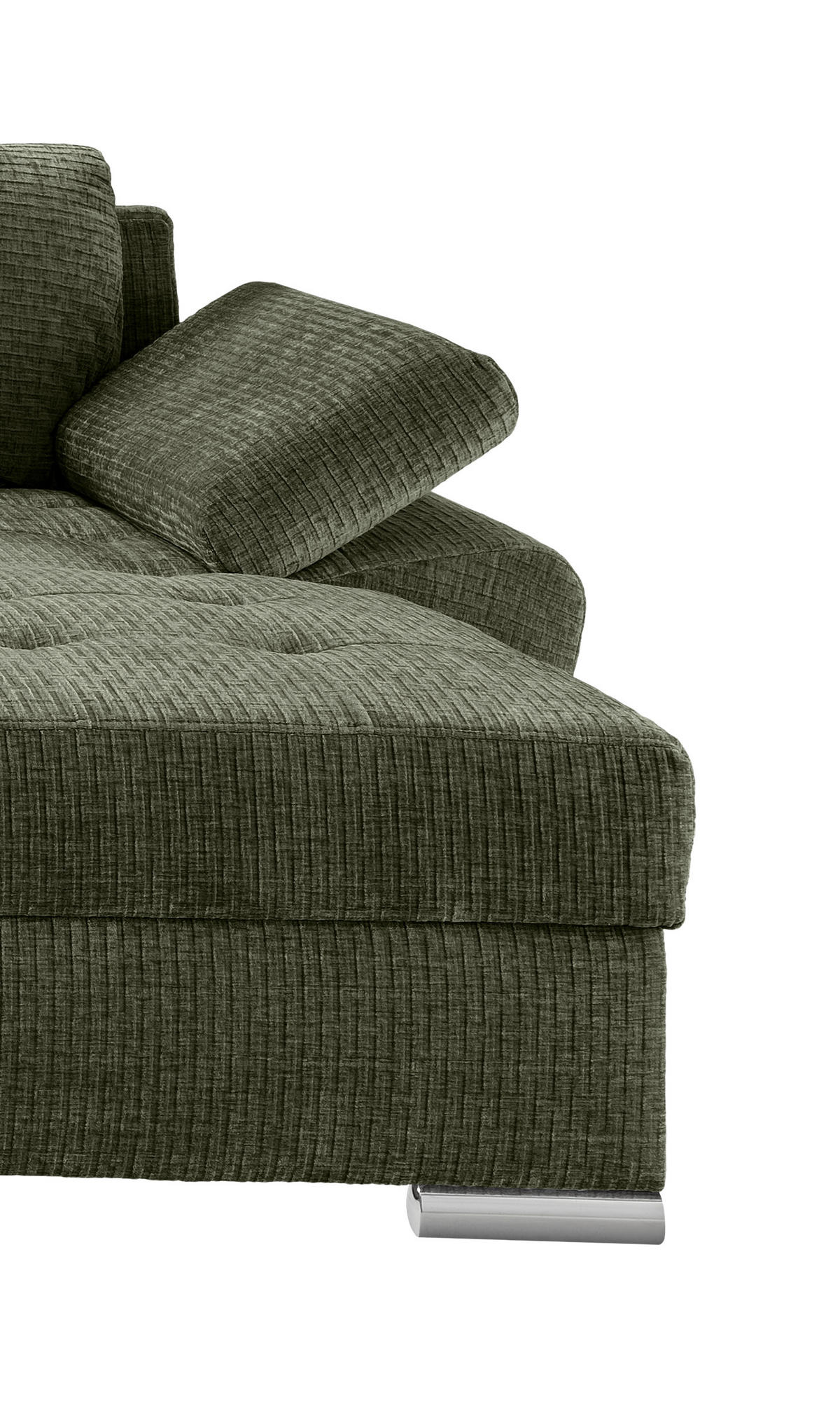 Wohnlandschaft in Mikrofaser Olivgrün  - Chromfarben/Olivgrün, KONVENTIONELL, Textil (219/305/157cm) - Livetastic