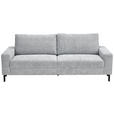 3-SITZER-SOFA in Flachgewebe Hellgrau - Hellgrau/Schwarz, Design, Textil/Metall (218/86/97cm) - Hom`in