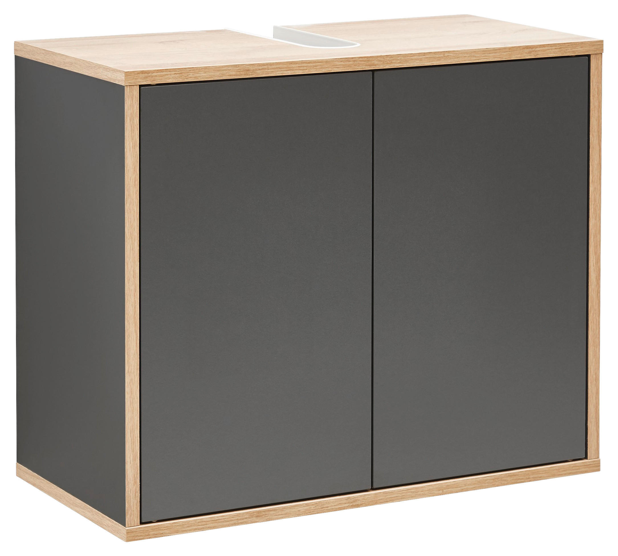 Mid.you Waschbeckenunterschrank Anthrazit, Eiche 60x50x30.5 cm
