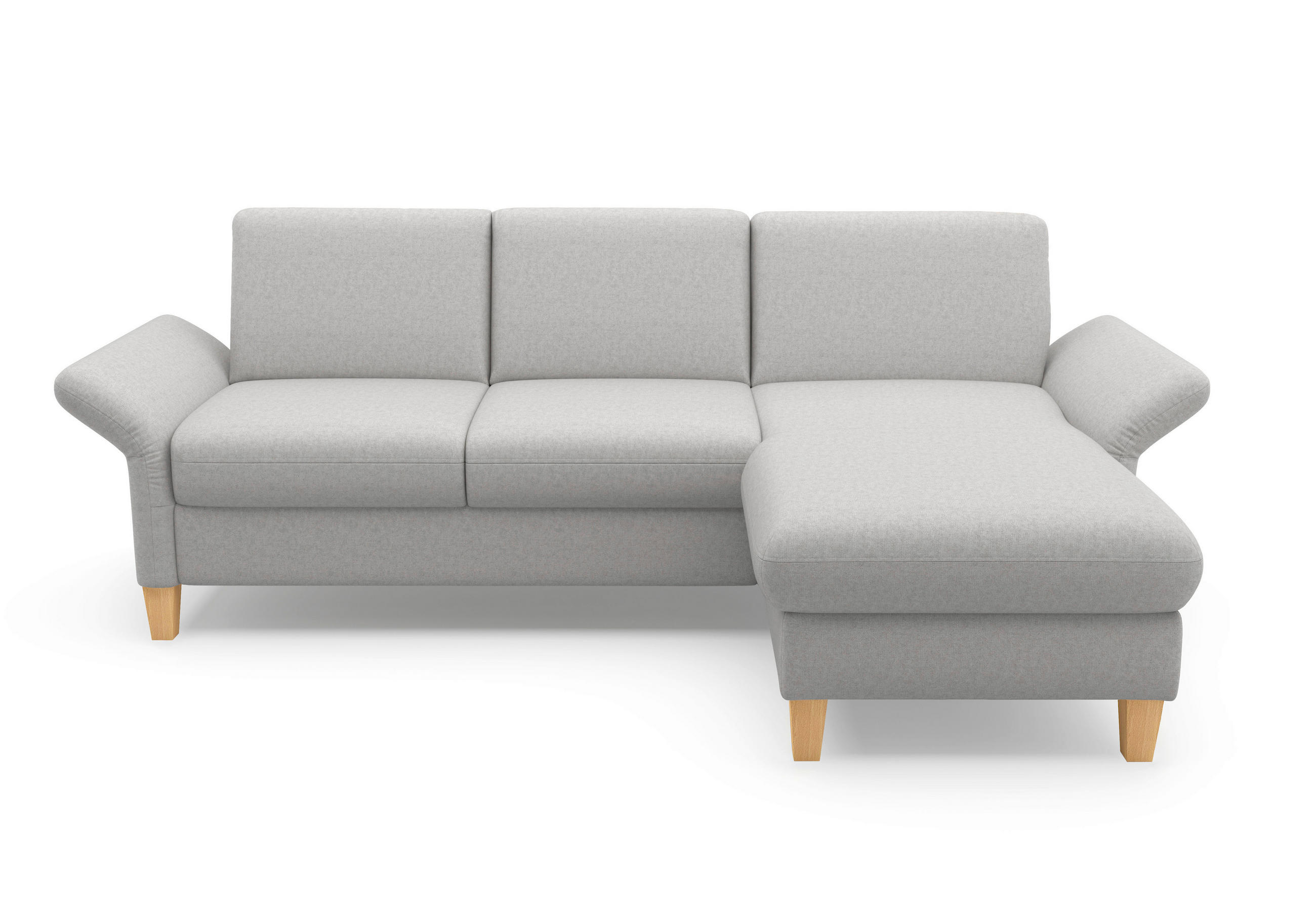 ECKSOFA ROCHELLE E Hellgrau Flachgewebe  - Eichefarben/Hellgrau, KONVENTIONELL, Holz/Textil (251/164cm) - Sit & More