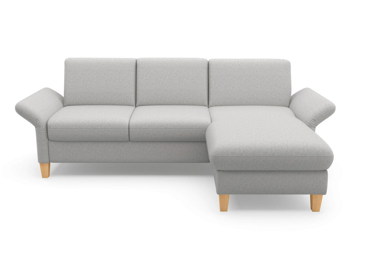 ECKSOFA ROCHELLE E Hellgrau Flachgewebe  - Eichefarben/Hellgrau, KONVENTIONELL, Holz/Textil (251/164cm) - Sit & More