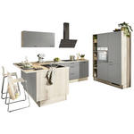 ECKKÜCHE XO 10  in Grau, Tannenholzfarben  - Tannenholzfarben/Schwarz, Design, Holzwerkstoff/Metall (121,6/280/150cm) - Xora
