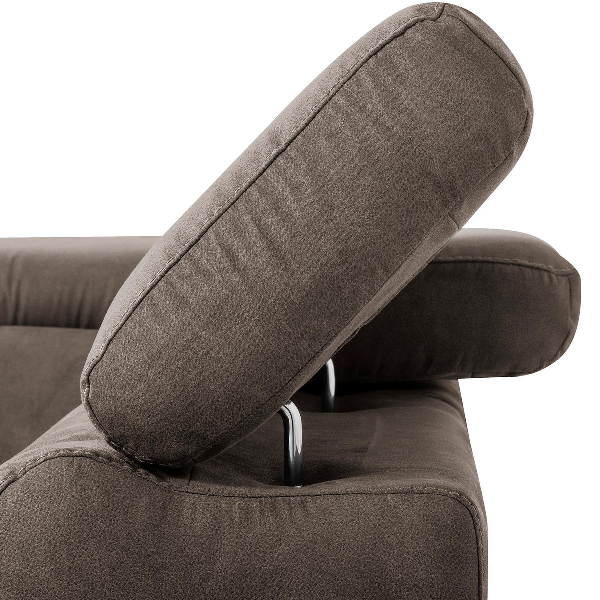 ECKSOFA SONO in Lederlook Braun Bettkasten, Armteilverstellung, Kopfteilverstellung  265/210 cm  - Chromfarben/Braun, Design, Textil/Metall (265/210cm) - Livetastic