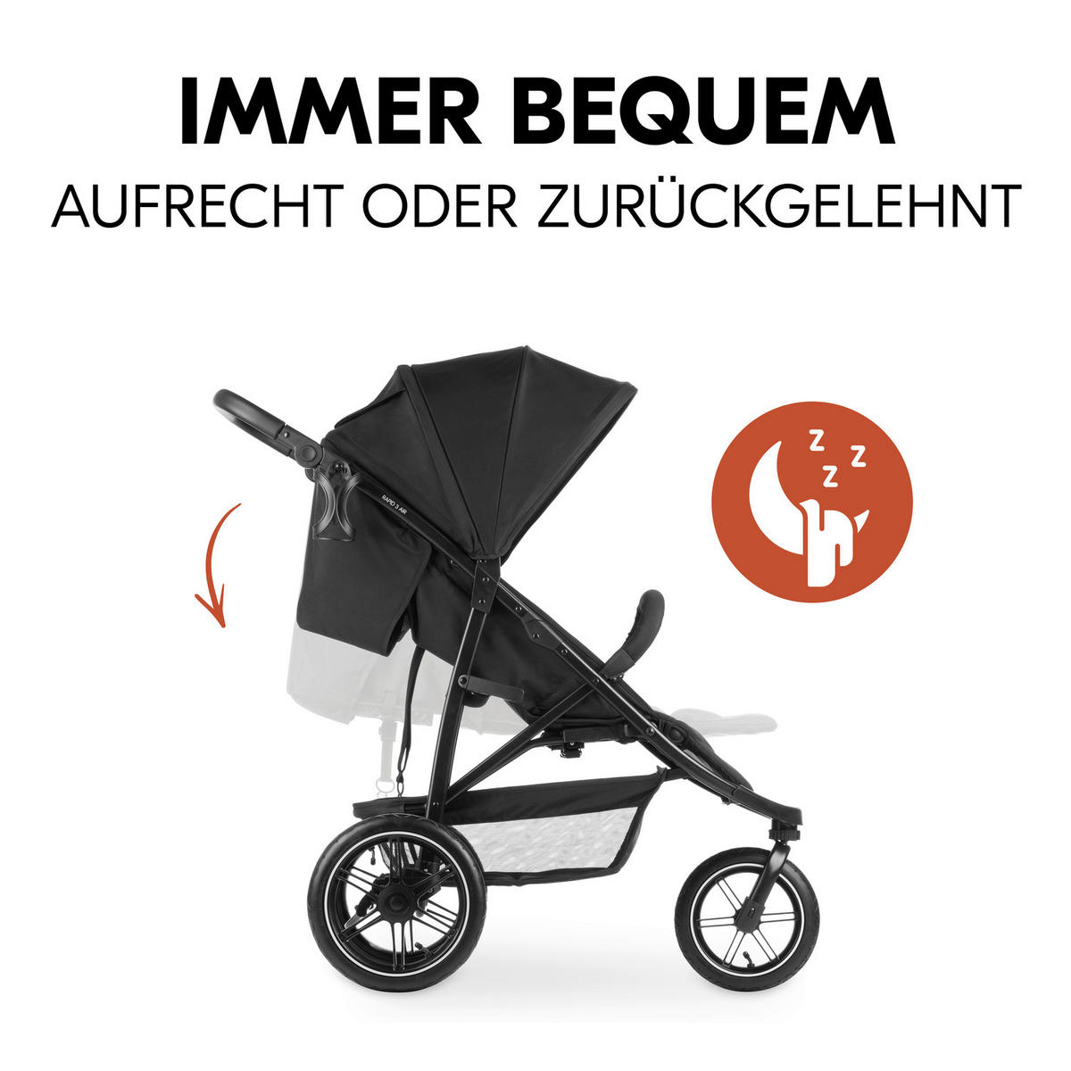 BUGGY Rapid 3 Air  - Schwarz, Basics, Kunststoff/Textil (61/110/114cm) - Hauck